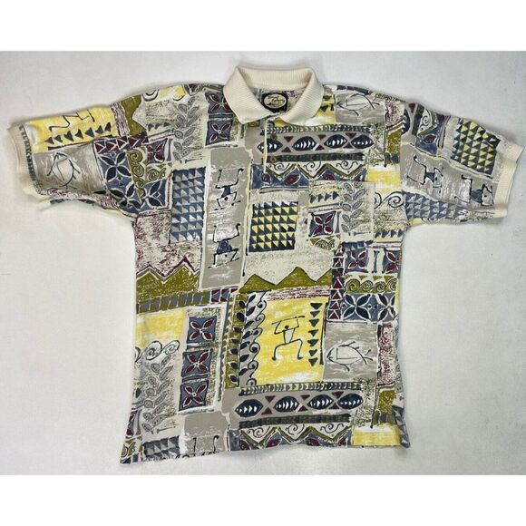 Tommy Bahama All Over Print Polo Shirt Men Slim Fit Large Short Sleeve - Picture 1 of 5